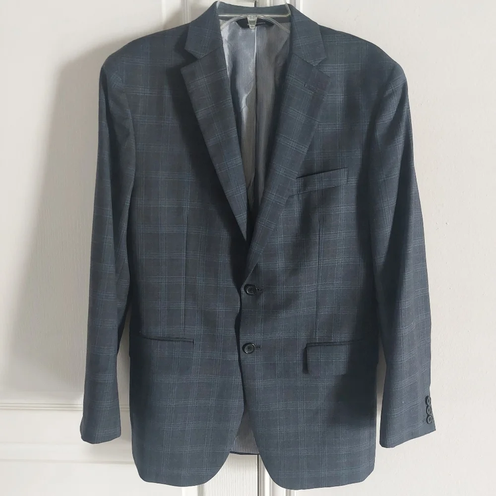 Banana Republic Blazer Sport Coat Size 38R Tailored Fit Plaid Two Button Wool